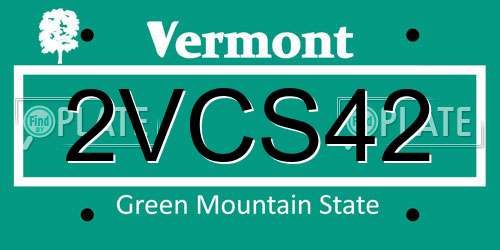 2VCS42 Vermont License Plate
