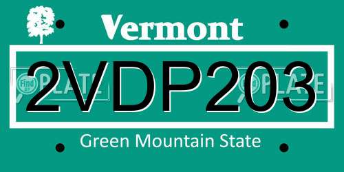 2VDP203 Vermont License Plate