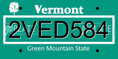2VED584 Vermont License Plate