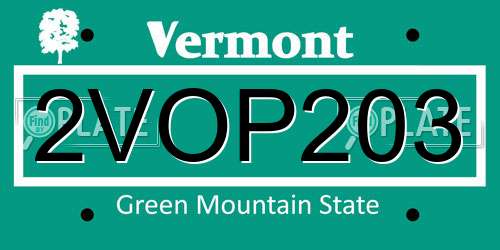2VOP203 Vermont License Plate