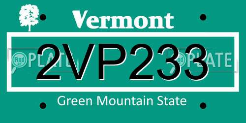 2VP233 Vermont License Plate