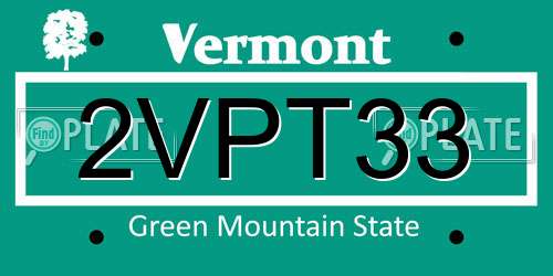 2VPT33 Vermont License Plate