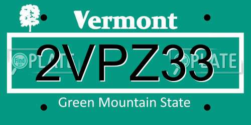 2VPZ33 Vermont License Plate