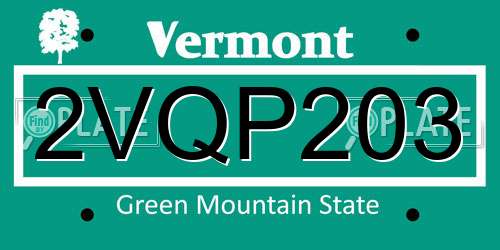 2VQP203 Vermont License Plate