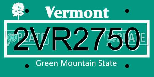 2VR2750 Vermont License Plate