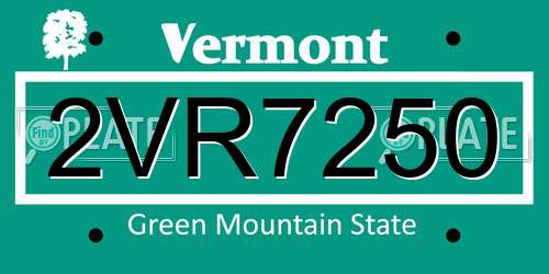 2VR7250 Vermont License Plate