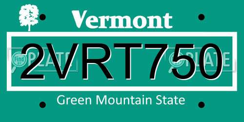 2VRT750 Vermont License Plate