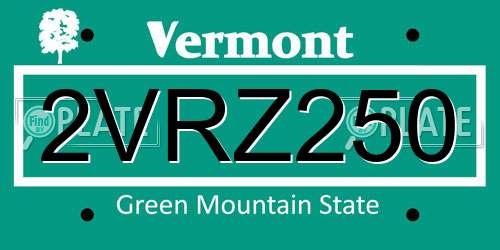 2VRZ250 Vermont License Plate