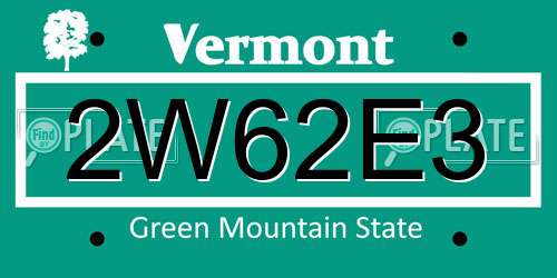 2W62E3 Vermont License Plate