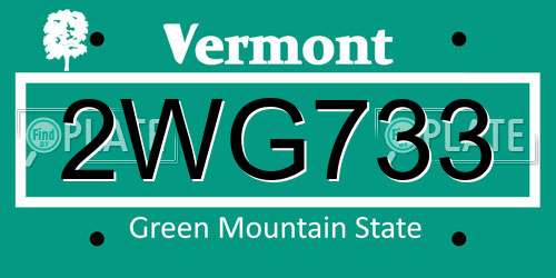 2WG733 Vermont License Plate
