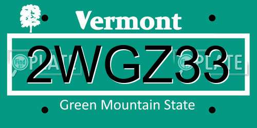 2WGZ33 Vermont License Plate