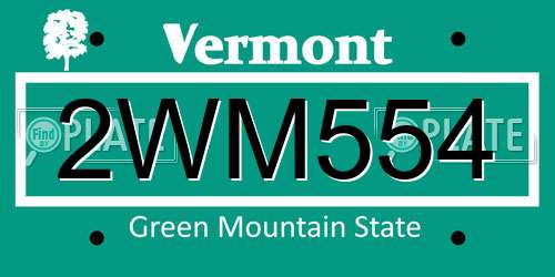 2WM554 Vermont License Plate