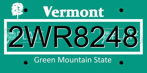 2WR8248 Vermont License Plate