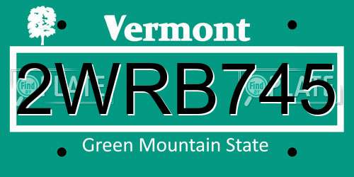 2WRB745 Vermont License Plate