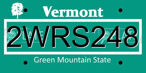 2WRS248 Vermont License Plate