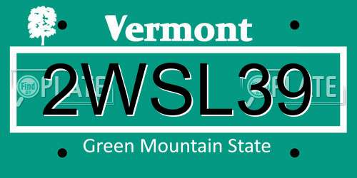 2WSL39 Vermont License Plate