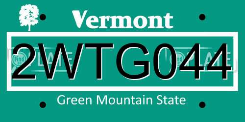 2WTG044 Vermont License Plate