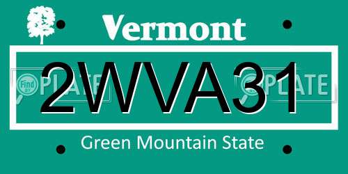 2WVA31 Vermont License Plate
