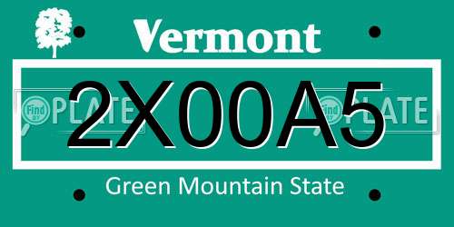 2X00A5 Vermont License Plate