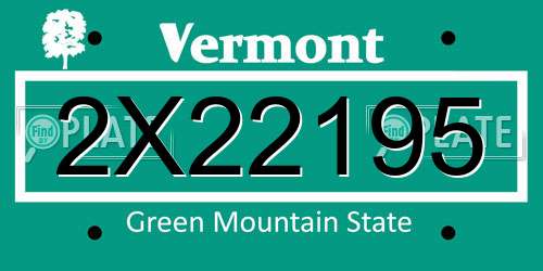 2X22195 Vermont License Plate