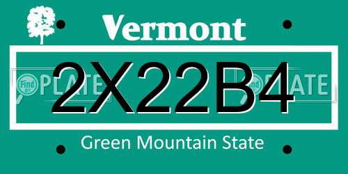 2X22B4 Vermont License Plate