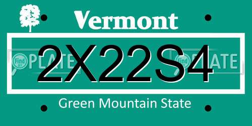 2X22S4 Vermont License Plate