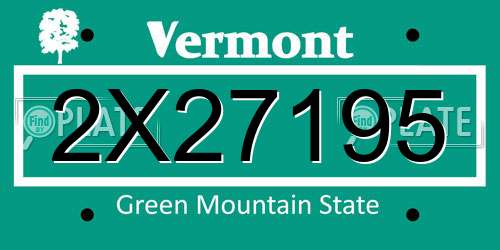 2X27195 Vermont License Plate