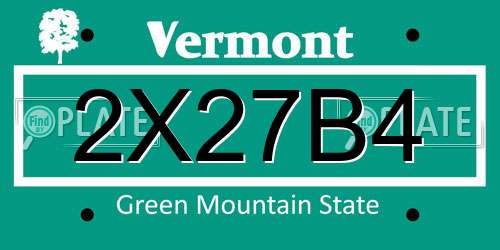 2X27B4 Vermont License Plate