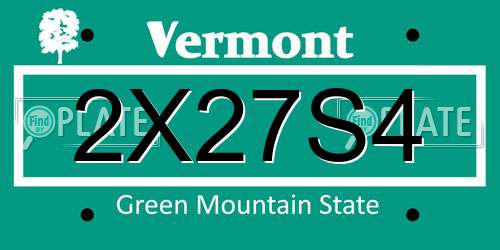 2X27S4 Vermont License Plate