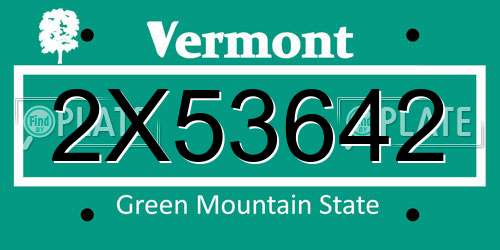 2X53642 Vermont License Plate