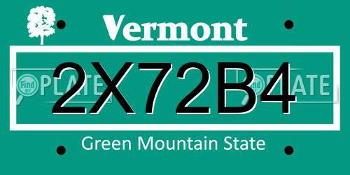 2X72B4 Vermont License Plate