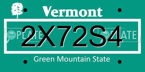 2X72S4 Vermont License Plate