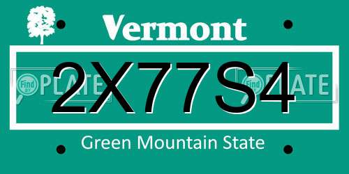 2X77S4 Vermont License Plate
