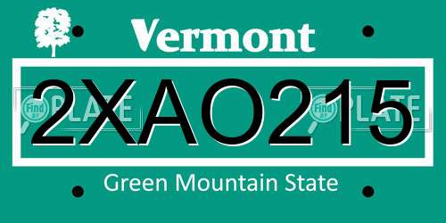 2XAO215 Vermont License Plate