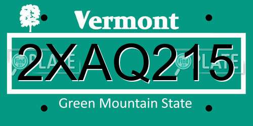 2XAQ215 Vermont License Plate