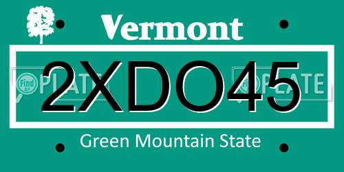 2XDO45 Vermont License Plate
