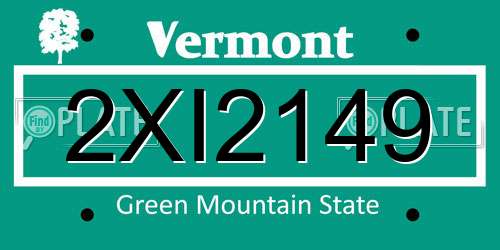 2XI2149 Vermont License Plate