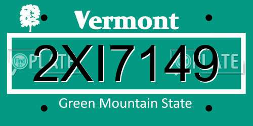 2XI7149 Vermont License Plate