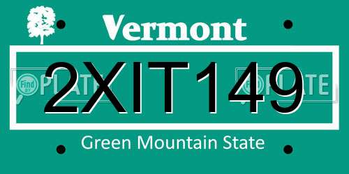 2XIT149 Vermont License Plate