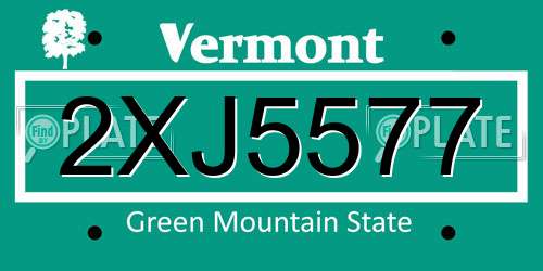 2XJ5577 Vermont License Plate