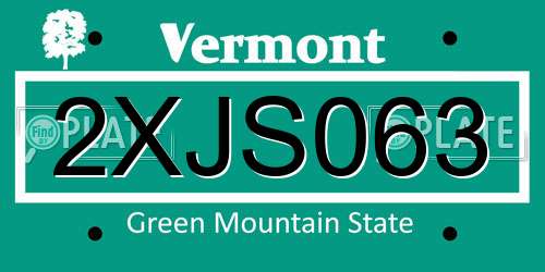 2XJS063 Vermont License Plate