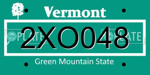 2XO048 Vermont License Plate