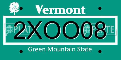 2XOO08 Vermont License Plate