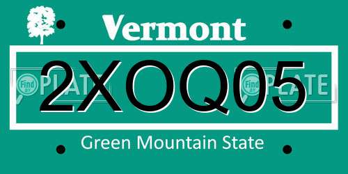 2XOQ05 Vermont License Plate