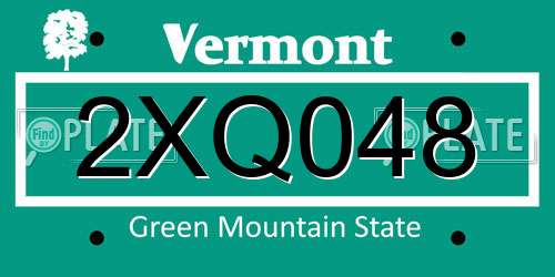 2XQ048 Vermont License Plate