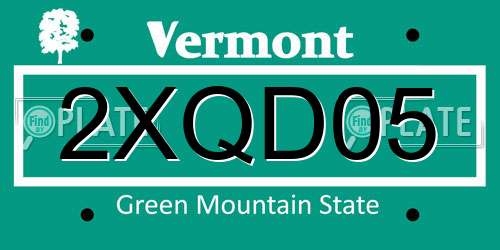 2XQD05 Vermont License Plate