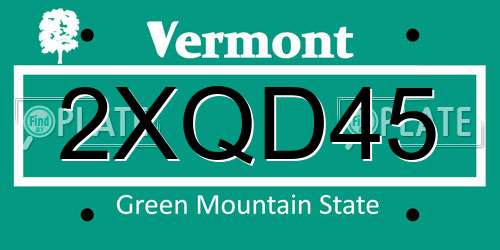 2XQD45 Vermont License Plate