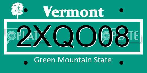 2XQO08 Vermont License Plate