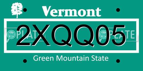 2XQQ05 Vermont License Plate