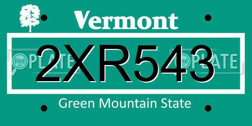 2XR543 Vermont License Plate